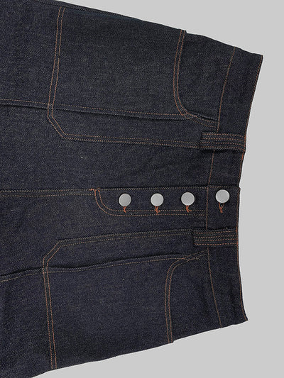 High Waisted Straight Leg Contrast Color Split-Joint Jean Pants Bottoms