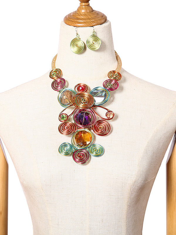 Artisan Gemstone Wirework Necklace & Earring Set