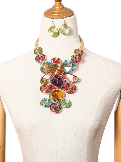 Artisan Gemstone Wirework Necklace & Earring Set