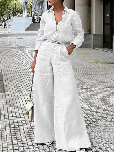 Solid Color Split-Joint Wide Leg Pants Trousers