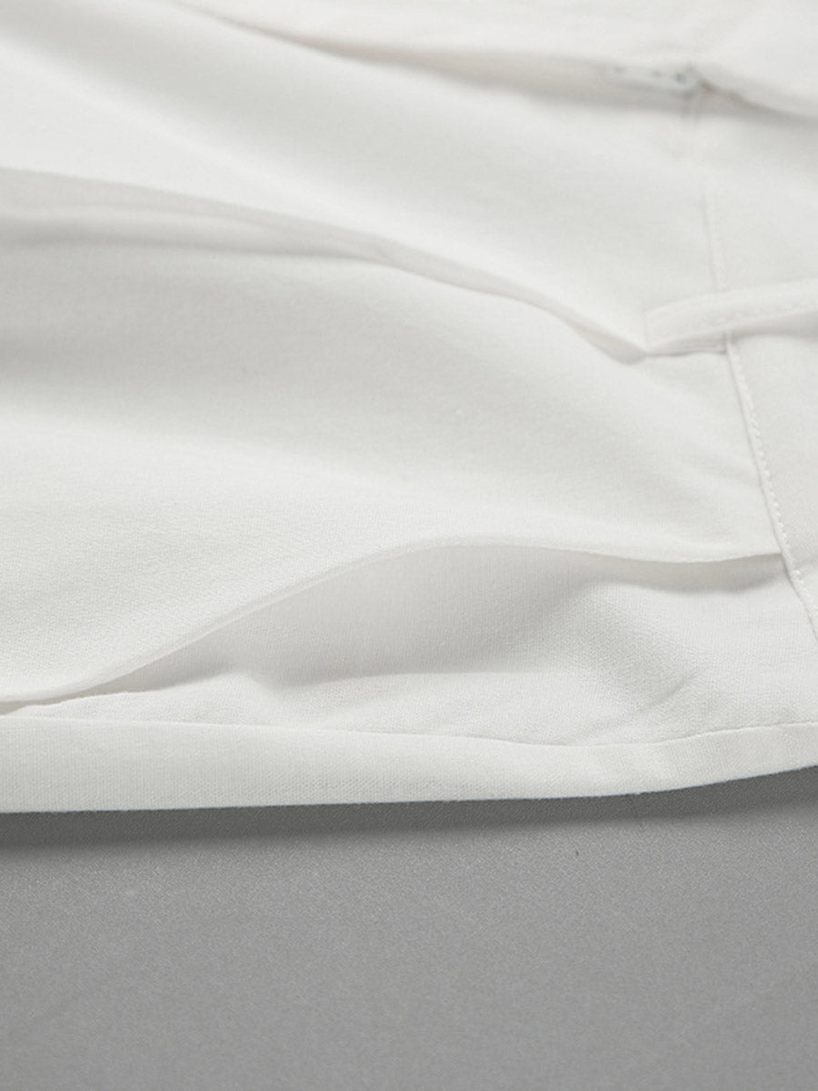 Elasticated Waist High Waisted Pleated Solid Color Split-Joint Pants