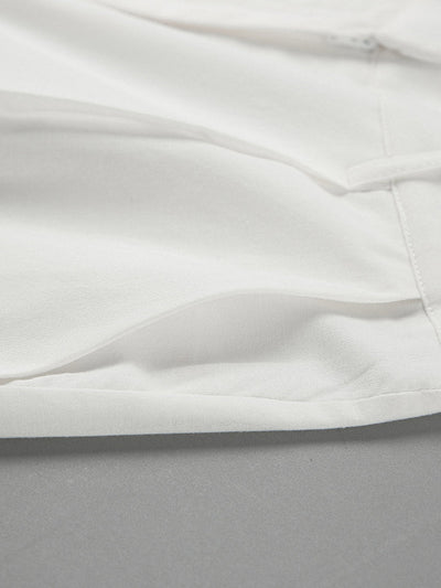 Elasticated Waist High Waisted Pleated Solid Color Split-Joint Pants
