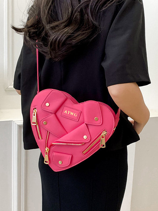 Heart Shape Split-Joint Zipper Bags Crossbody Bags Handbags