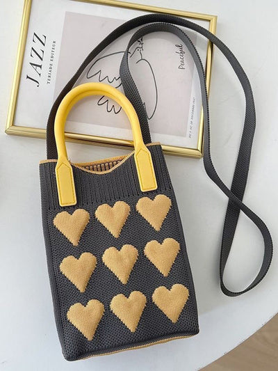 Heart Print Split-Joint Bags Crossbody Bags Handbags
