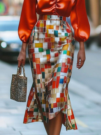 Mermaid Wrap Rainbow Plaid Skirts Bottoms