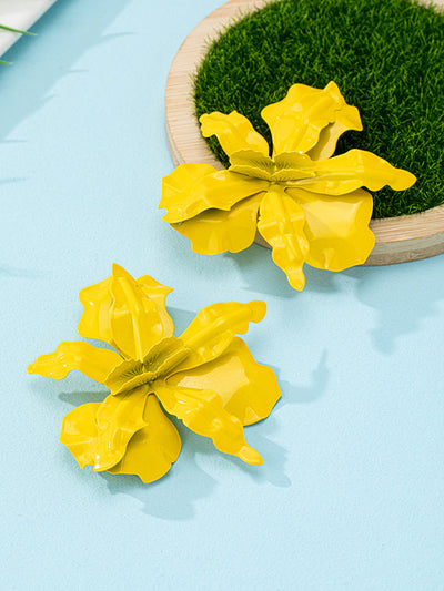 Flower Shape Solid Color Earrings Accessories