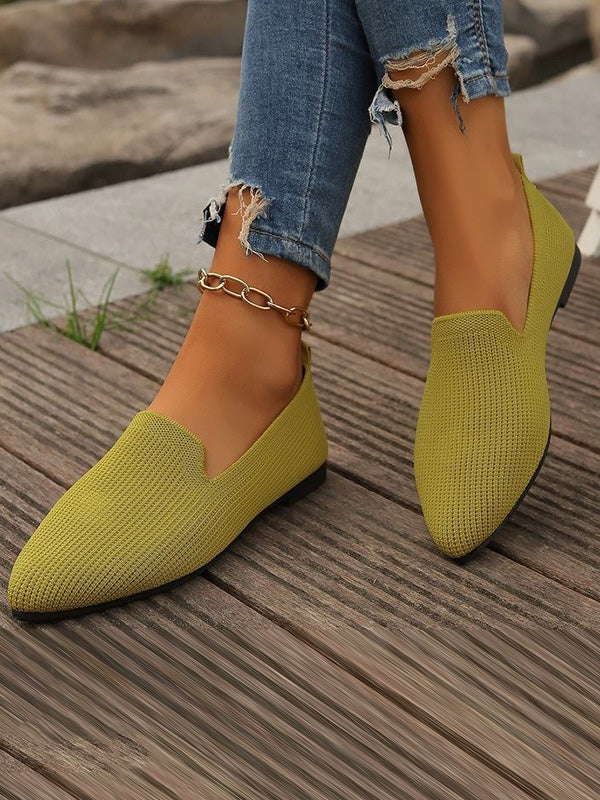 Pointed-Toe Shallow Cut Split-Joint Flat Shoes