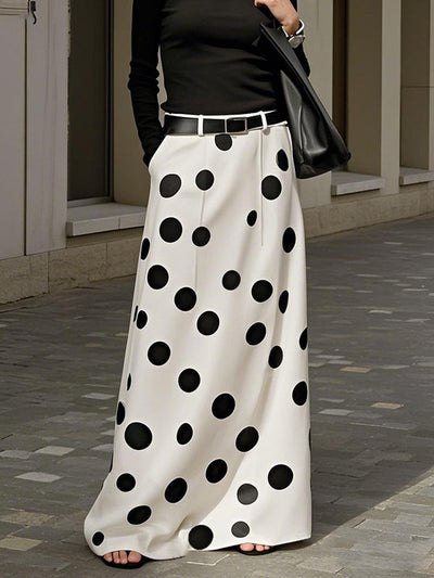 Loose Elasticity No Belt Pockets Polka-Dot Skirts Bottoms
