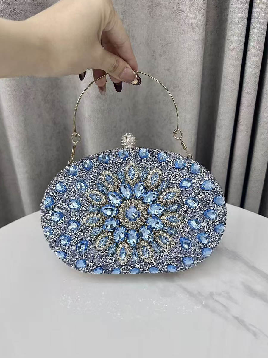 Geometric Rhine Stones Shiny Evening Bags & Clutches