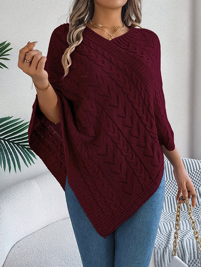 Half Sleeves Loose Solid Color V-Neck Cape