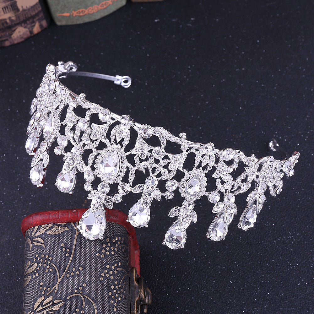 elegant water droplets alloy inlay zircon crown