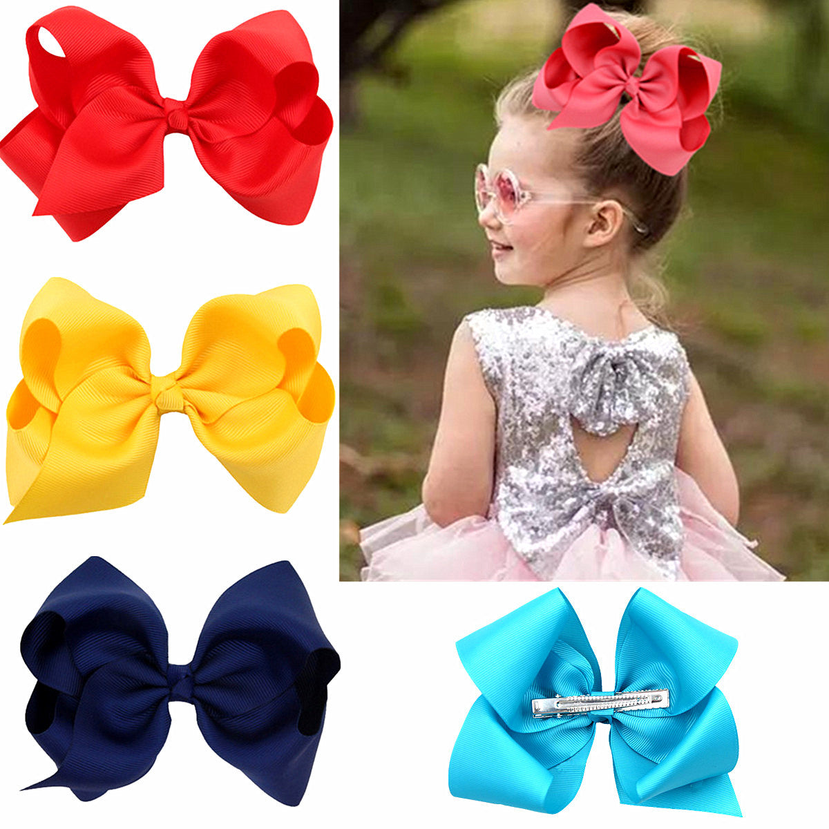sweet simple style solid color bow knot ribbed band handmade hair clip