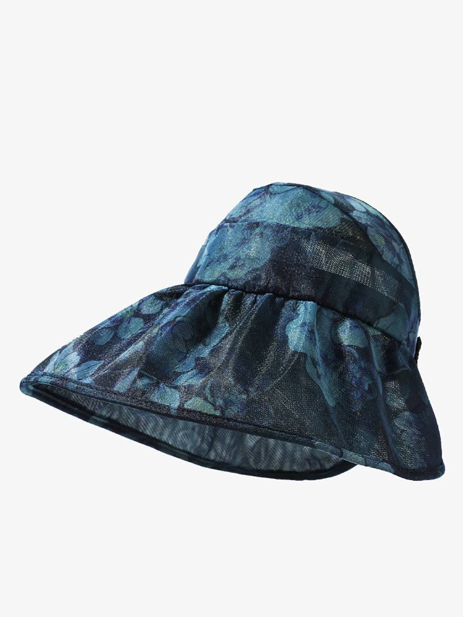 Women Summer Artsy Flower Large Brim Sunproof Hat