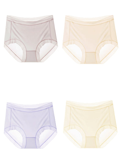 4 Pieces Summer Women Pure Color Thin Underwear