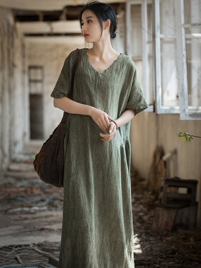 Women Summer Women Summer V-Neck Linen Dress