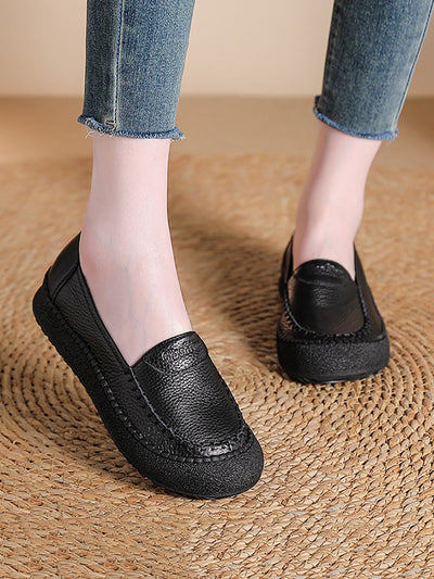 Women Summer Casual Genuine Leather Platform Shoes