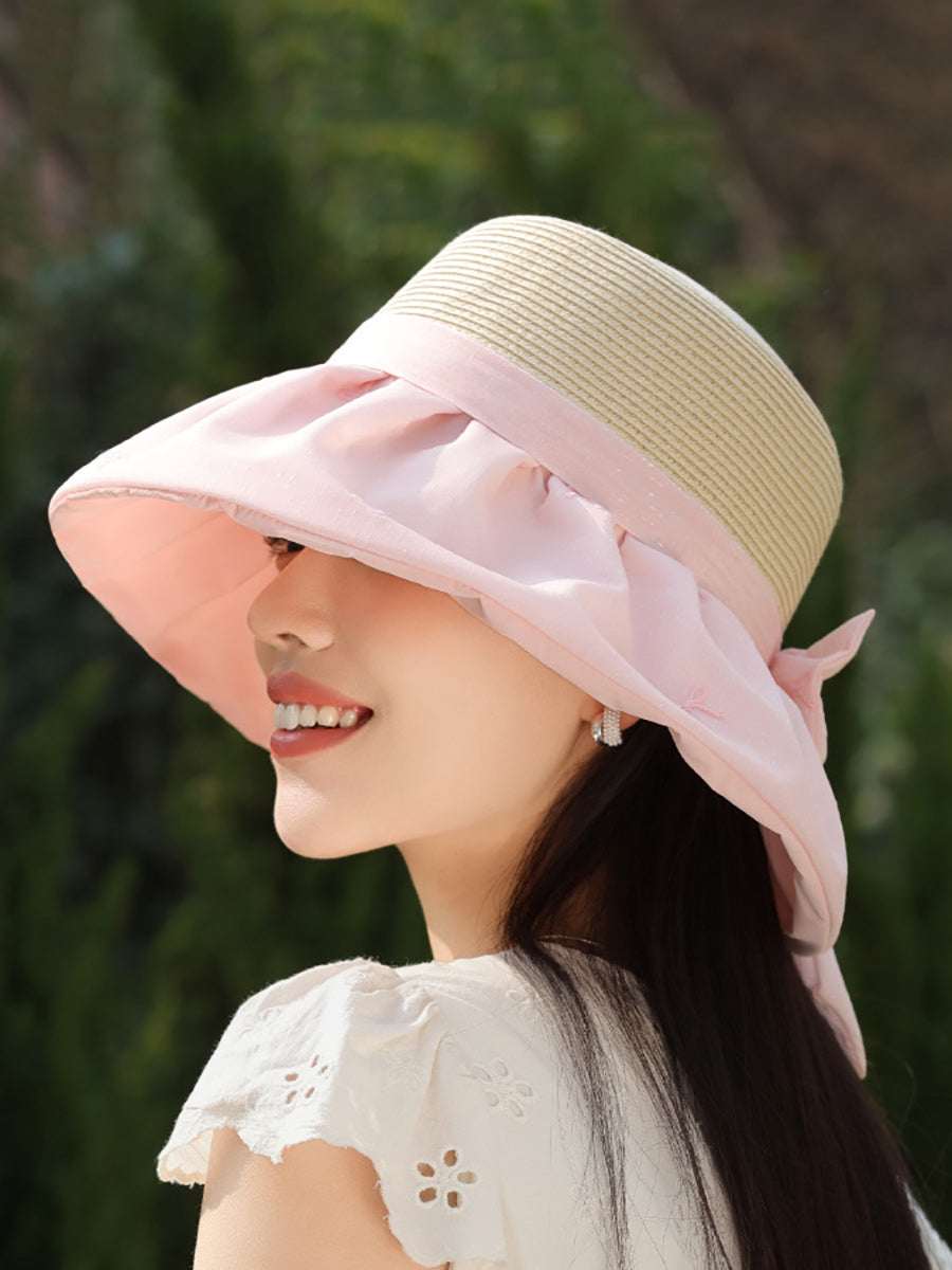 Women Summer Sunproof Straw Spliced Hat