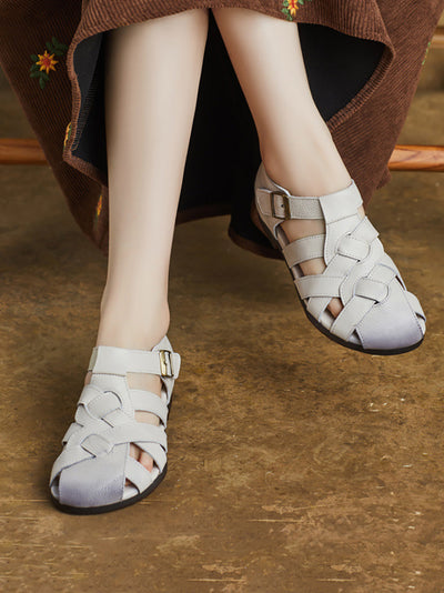 Women Casual Summer Leather Weave Sandals