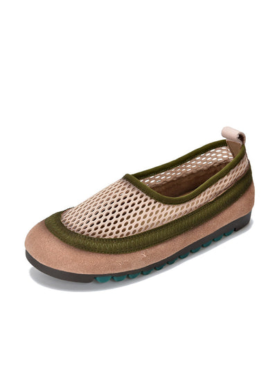 Women Summer Casual Leather Mesh Flat Shoes
