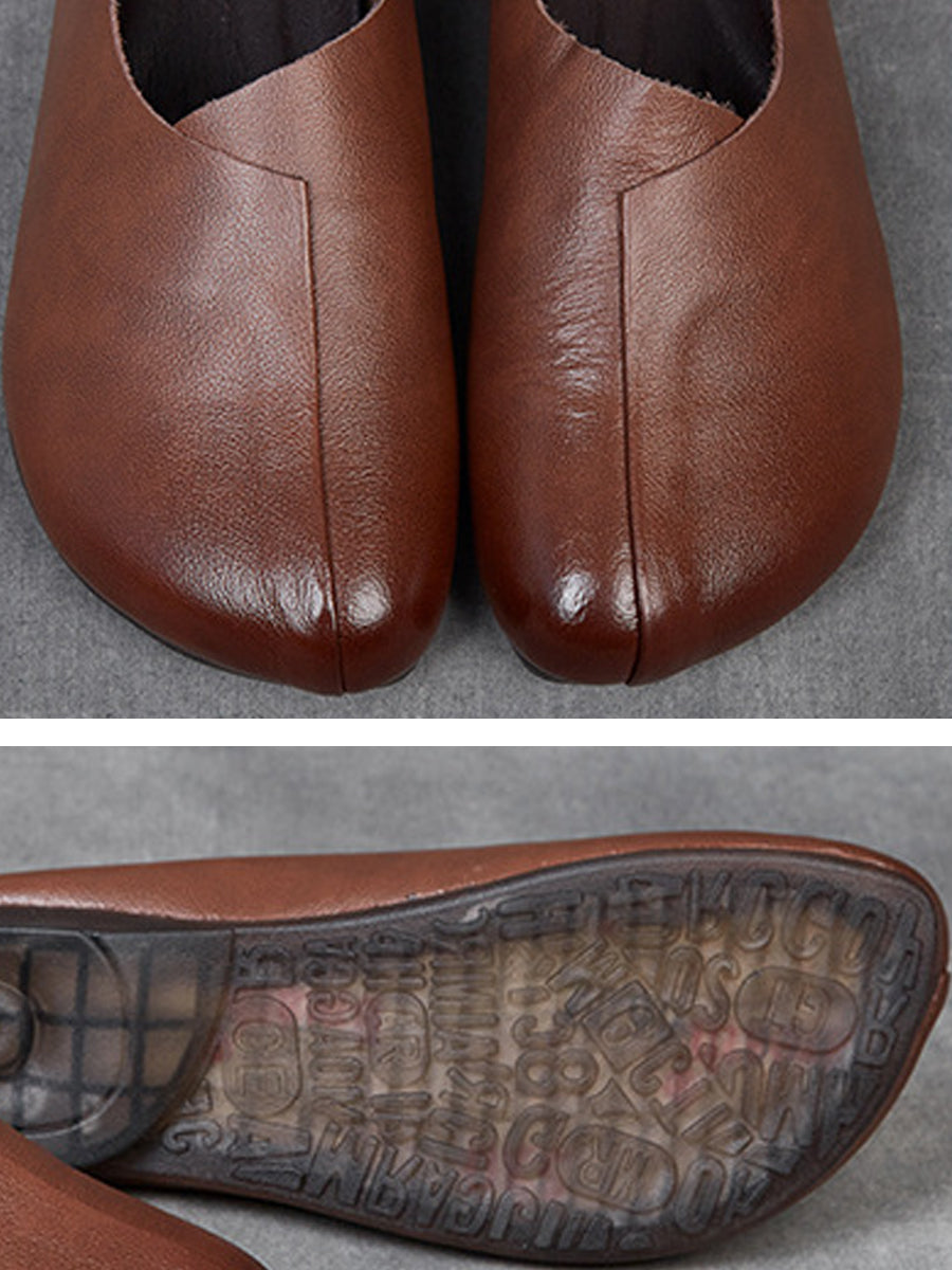 Women Casual Soft Genuine Leather Low Heel Shoes