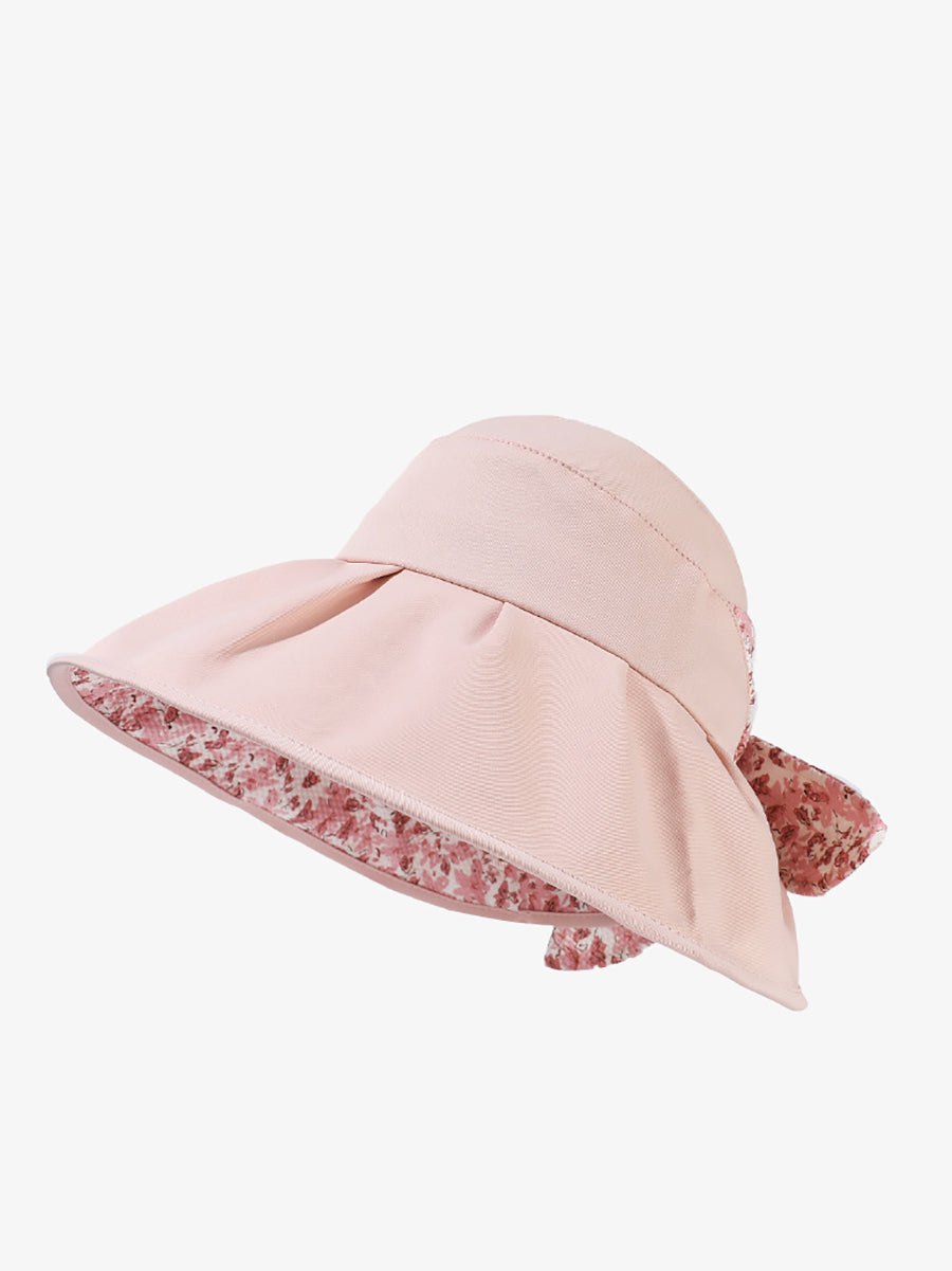 Women Summer Artsy Floral Bowknot Sunproof Hat