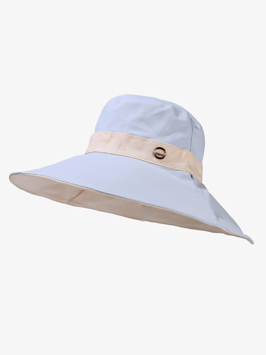 Women Summer Colorblock Large Brim Sunproof Hat