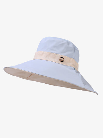 Women Summer Colorblock Large Brim Sunproof Hat
