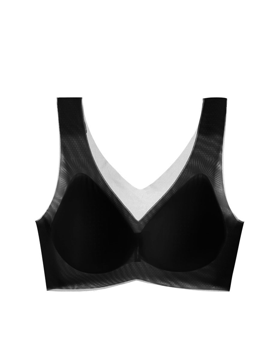 Women Artsy Summer Pure Color Satin Seamless Bra