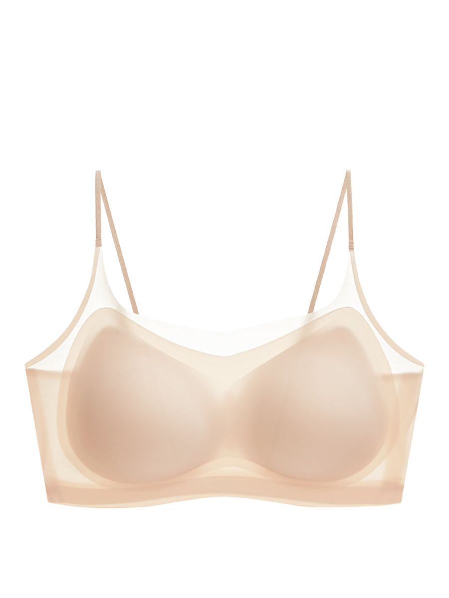 Women Summer Casual Satin Pure Color Seamless Bra