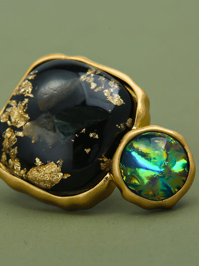 Women Vintage Copper Resin Silver Earrings