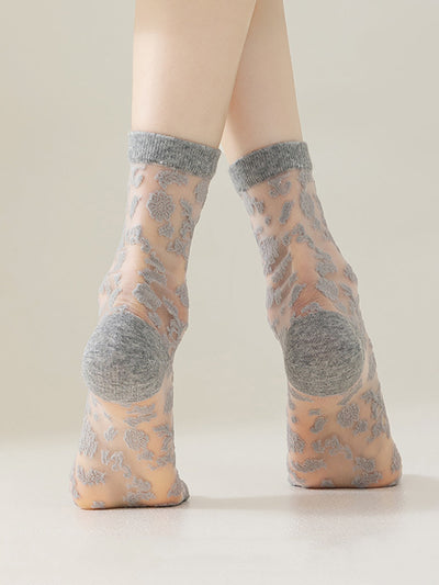 7 Pairs Women Summer Artsy Flower Lace Socks