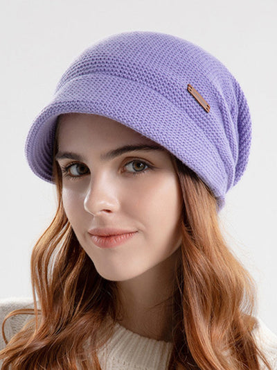 Flat Brim Solid Color Split-Joint Hats Knitted Hats