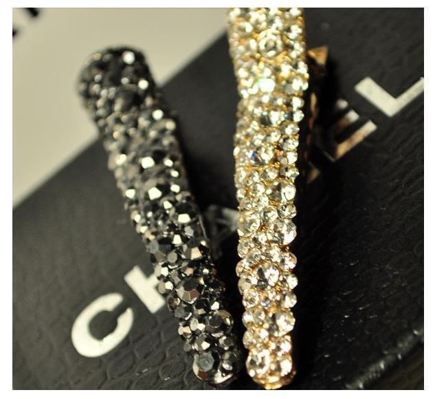 fashion solid color alloy inlay rhinestones hair clip 1 piece