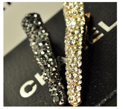 fashion solid color alloy inlay rhinestones hair clip 1 piece