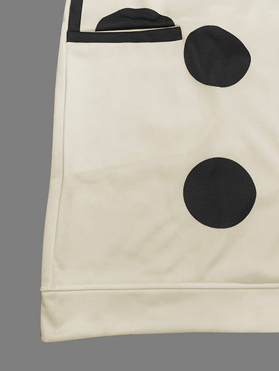 Long Sleeves Loose Pockets Polka-Dot Mock Neck Midi Dresses