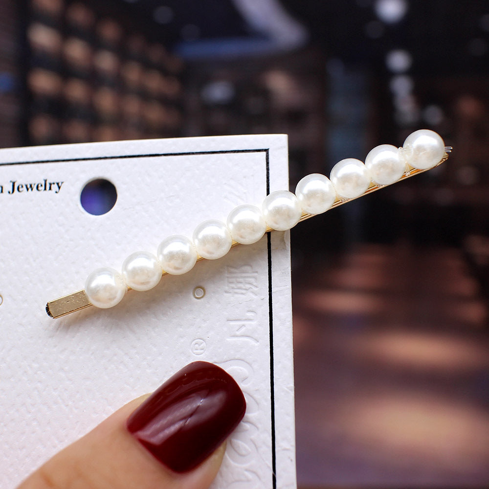 simple style geometric bow knot imitation pearl alloy plastic hair clip 1 piece