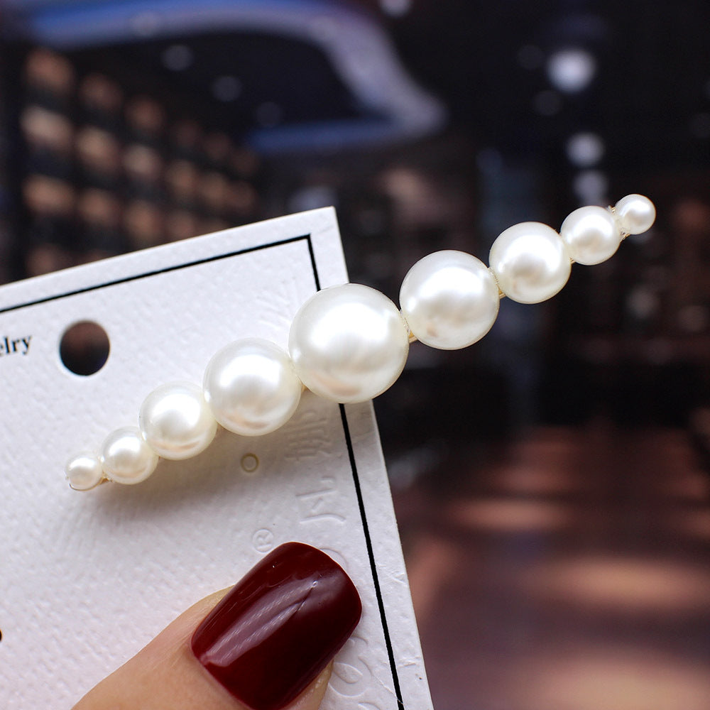 simple style geometric bow knot imitation pearl alloy plastic hair clip 1 piece