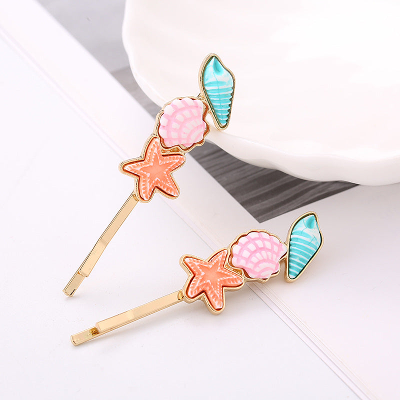 Women's Sweet Scallop Starfish Conch Alloy Plating Hair Clip