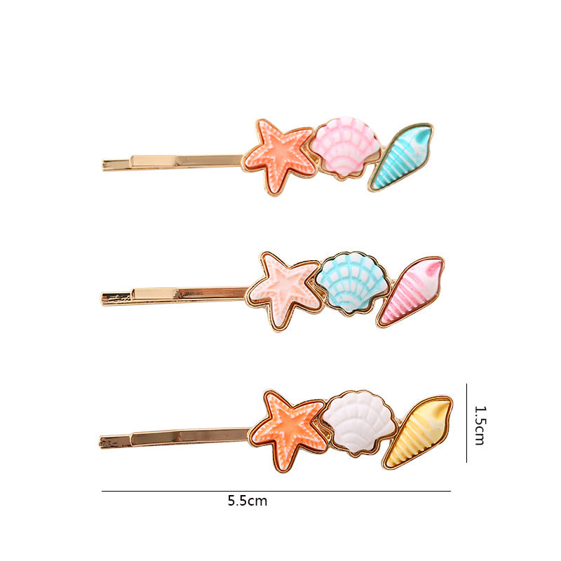 Women's Sweet Scallop Starfish Conch Alloy Plating Hair Clip