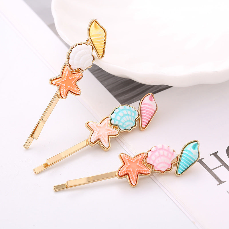 Women's Sweet Scallop Starfish Conch Alloy Plating Hair Clip