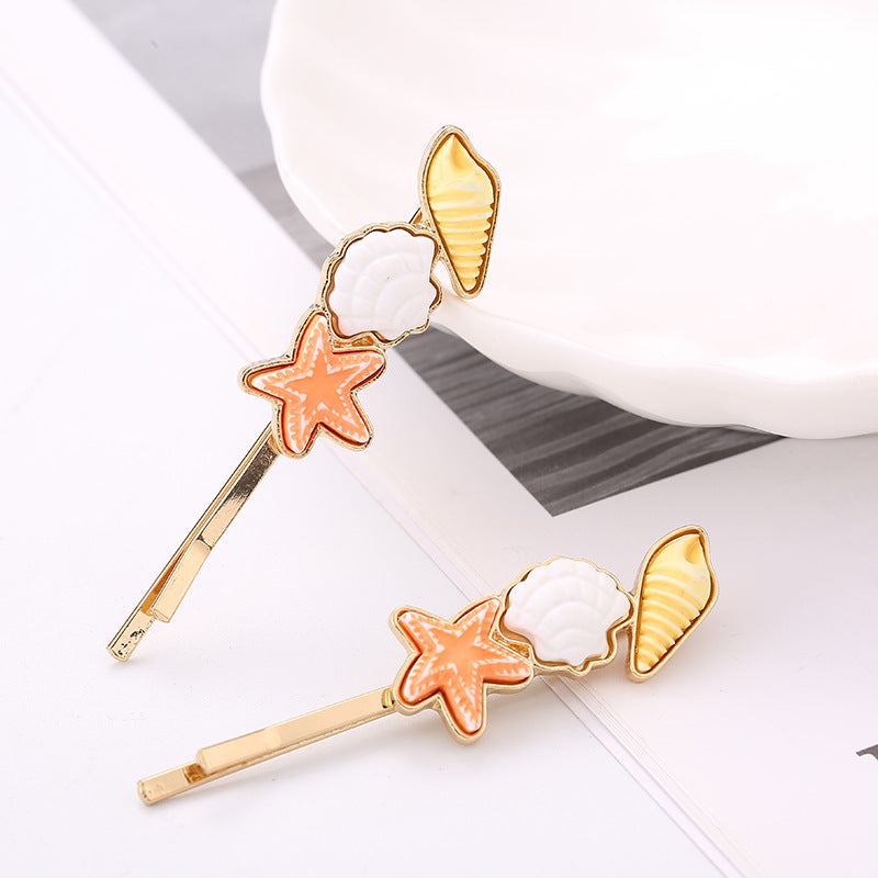 Women's Sweet Scallop Starfish Conch Alloy Plating Hair Clip