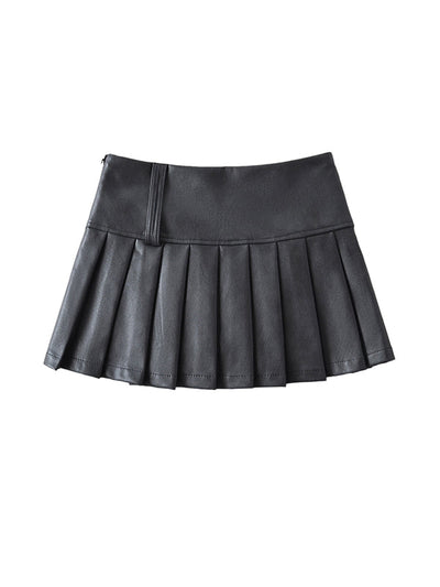 A-Line High Waisted Pleated Solid Color Skirts Bottoms