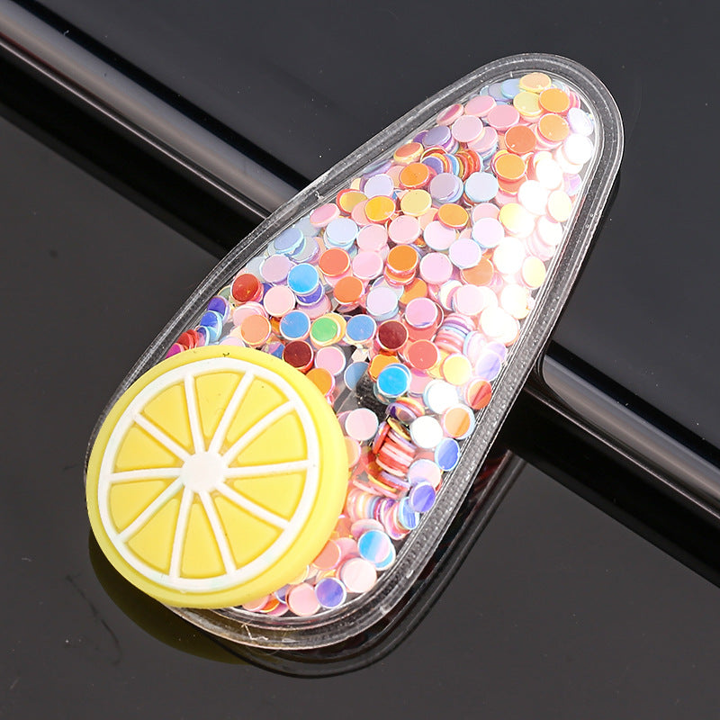 cute fruit sequin plastic hair clip 1 piece
