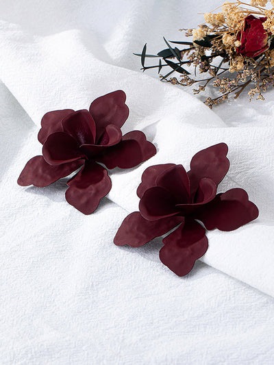 Flower Shape Solid Color Drop Earrings
