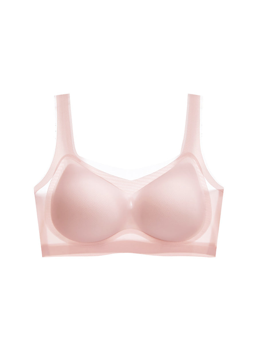Women Summer Casual Satin Pure Color Seamless Bra