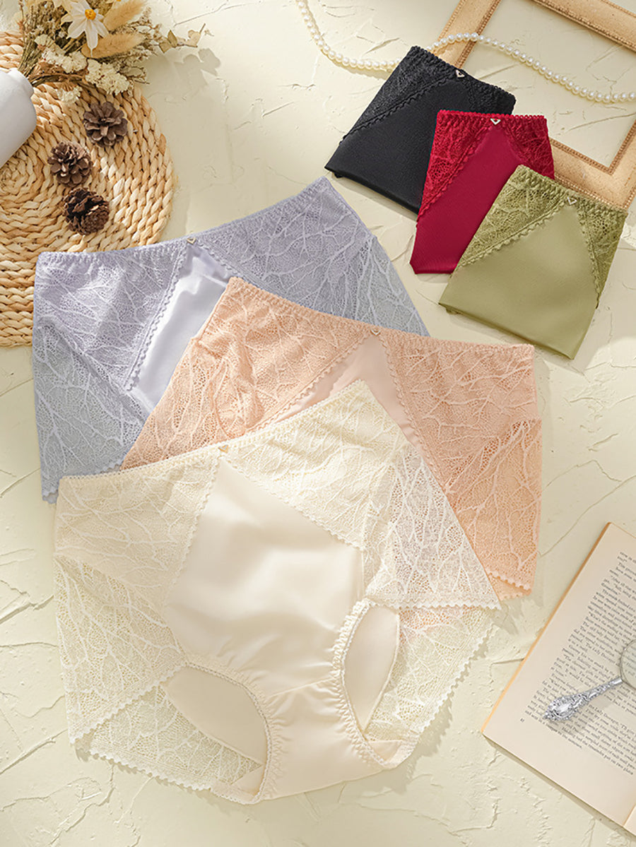 3 Pairs Women Artsy Lace Satin Underwear