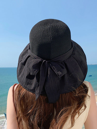 Women Summer Artsy Spliced Bowknot Sunproof Hat