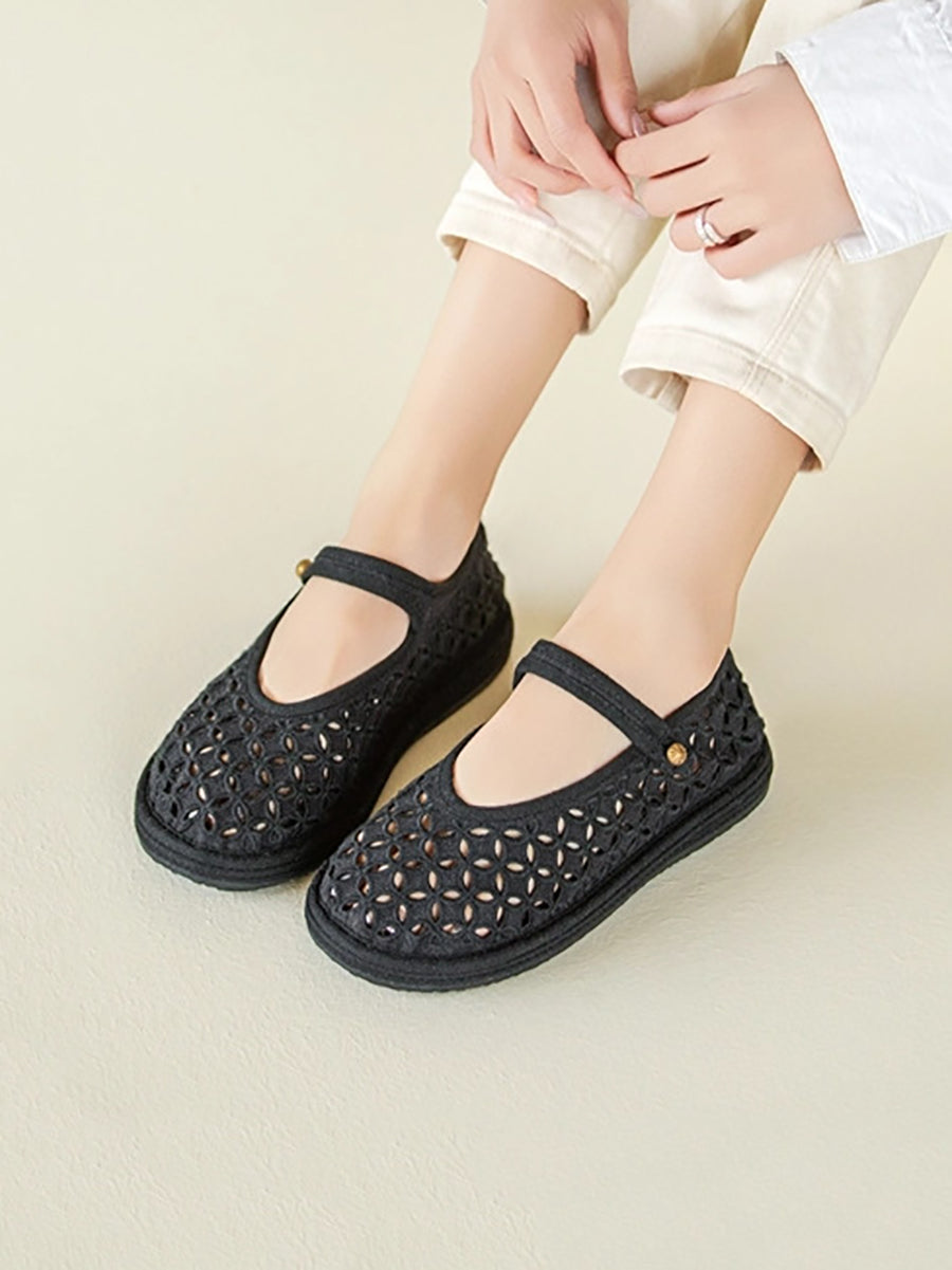 Women Ethnic Cloth Hollow Out Summer Shoes
