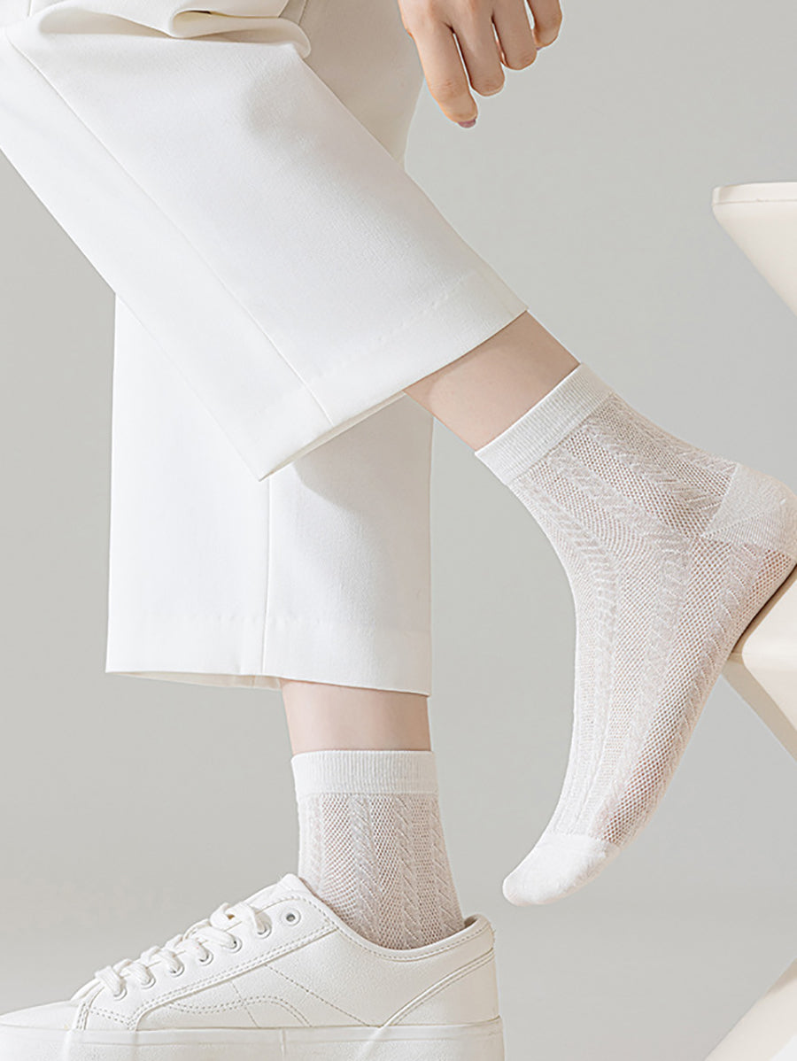 4 Pairs Women Summer Thin Cotton Socks