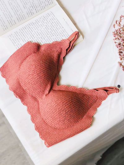 Women Summer Casual Pure Color Satin Seamless Bra